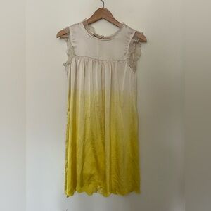 100% Silk Italian Made Ombre Yellow Mini Dress XS